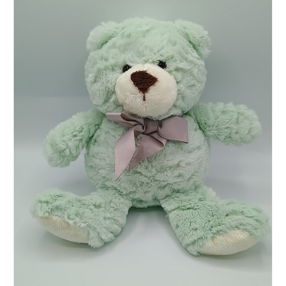 11" 2017 Animal Adventure Mint Green Just Plush Bear w/ Grey Bow B5